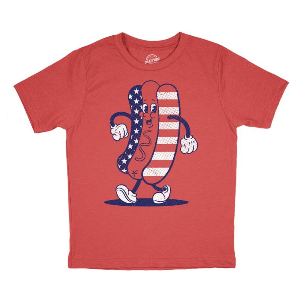 Youth Fourth Of July Hotdog T Shirt Funny Patriotic Cookout Grilling Tee For